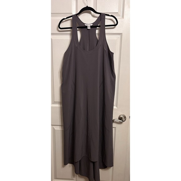 Athleta Presidio Laser Cut Dress Medium Asymmetric Maxi Racer Back Athleisure - Picture 4 of 11